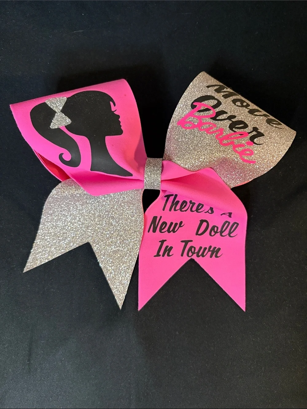 Hot Pink & Silver-Move Over Barbie, There’s  A New Doll In Town Cheer Bow